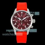BLS Swiss Clone IWC Schaffhausen Pilot's 41mm Burgundy 7750 Chronograph Watch 